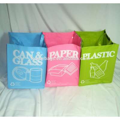 Recycled Bag Waterproof PP Woven Garbage Bag Waste Baskets 3 Colors Set