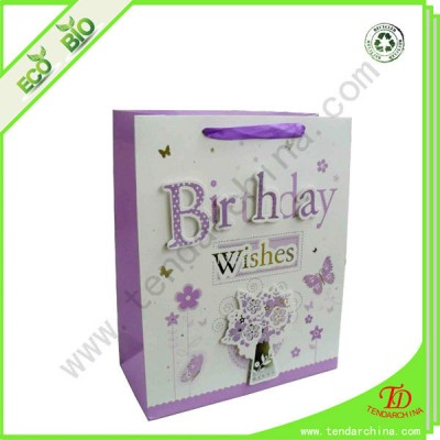 Happy Birthday Gift Bags For Shopping With Silk Ribbon Handles Mini Christmas Paper Gift Bag